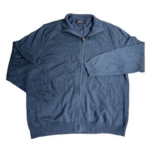 Tasso Elba Mens Full-Zip Cardigan Sweater L 100% Cotton Gray